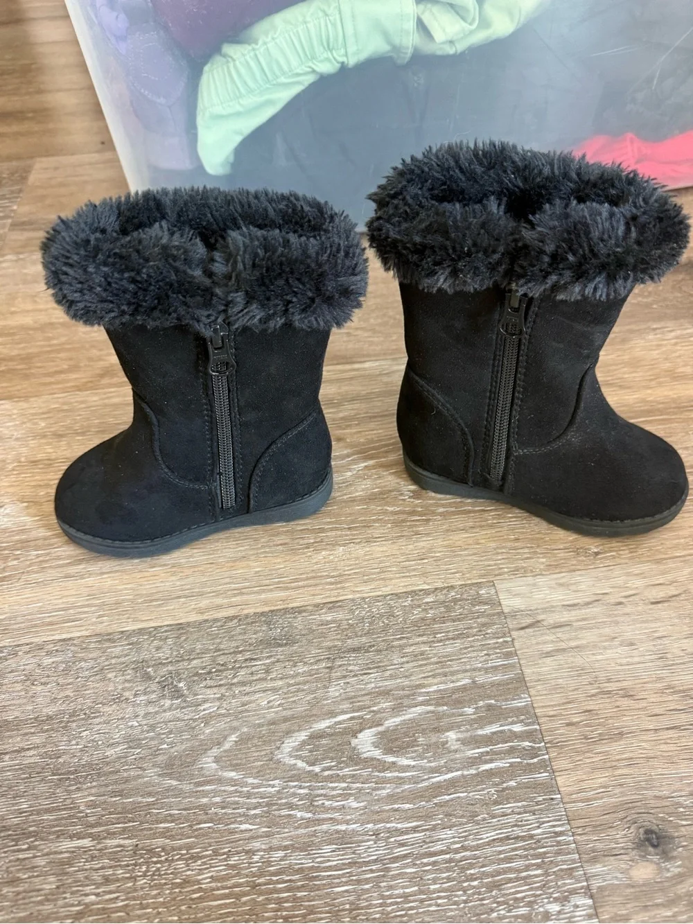 Cat and Jack Black Faux-Fur Lined Kids Boots